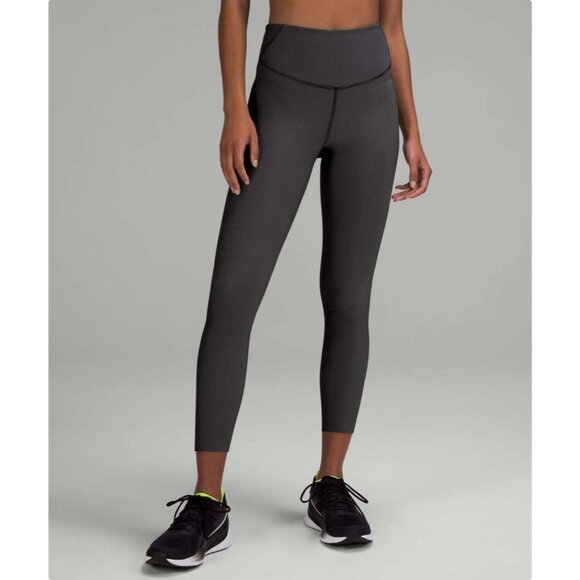 Lululemon women's 10 base pace high-rise tight 25" two toned ribbed black grey - Picture 1 of 7
